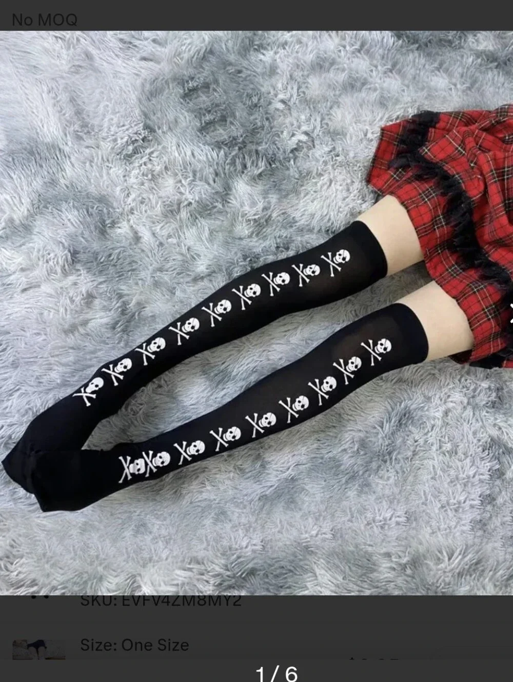 Black Skull & Crossbones Thigh-High Socks